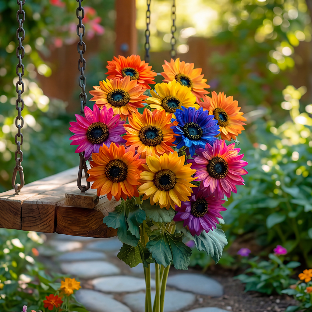 🌈✨Rainbow Sunflower🎨Oil Painting Garden