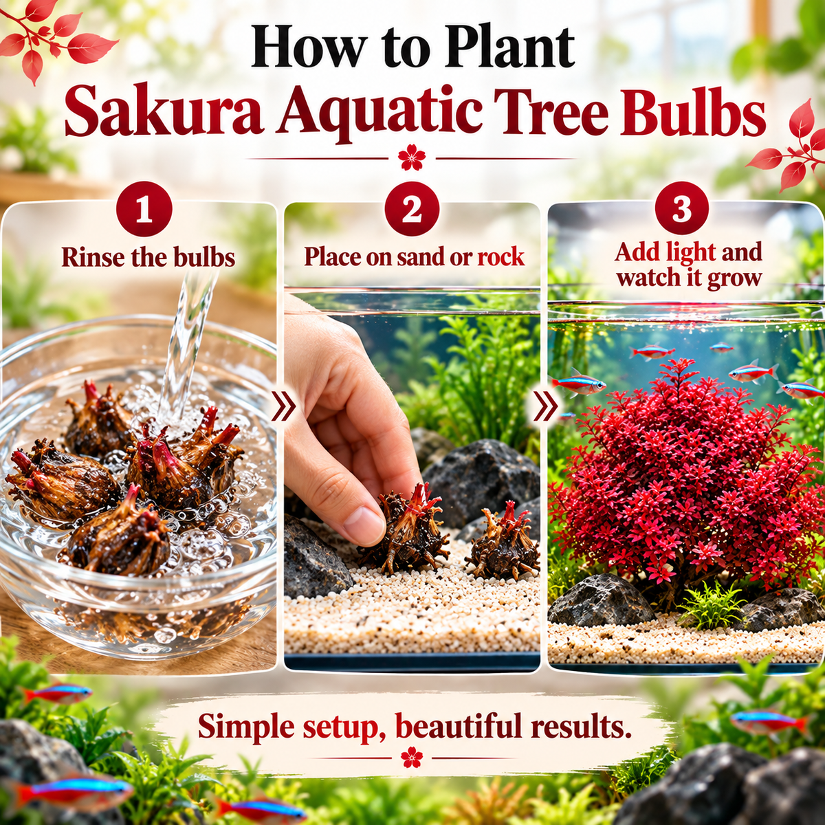 🌸 Crimson Sakura Aquatic Tree – Create a Fiery Underwater Mini Forest 🌲