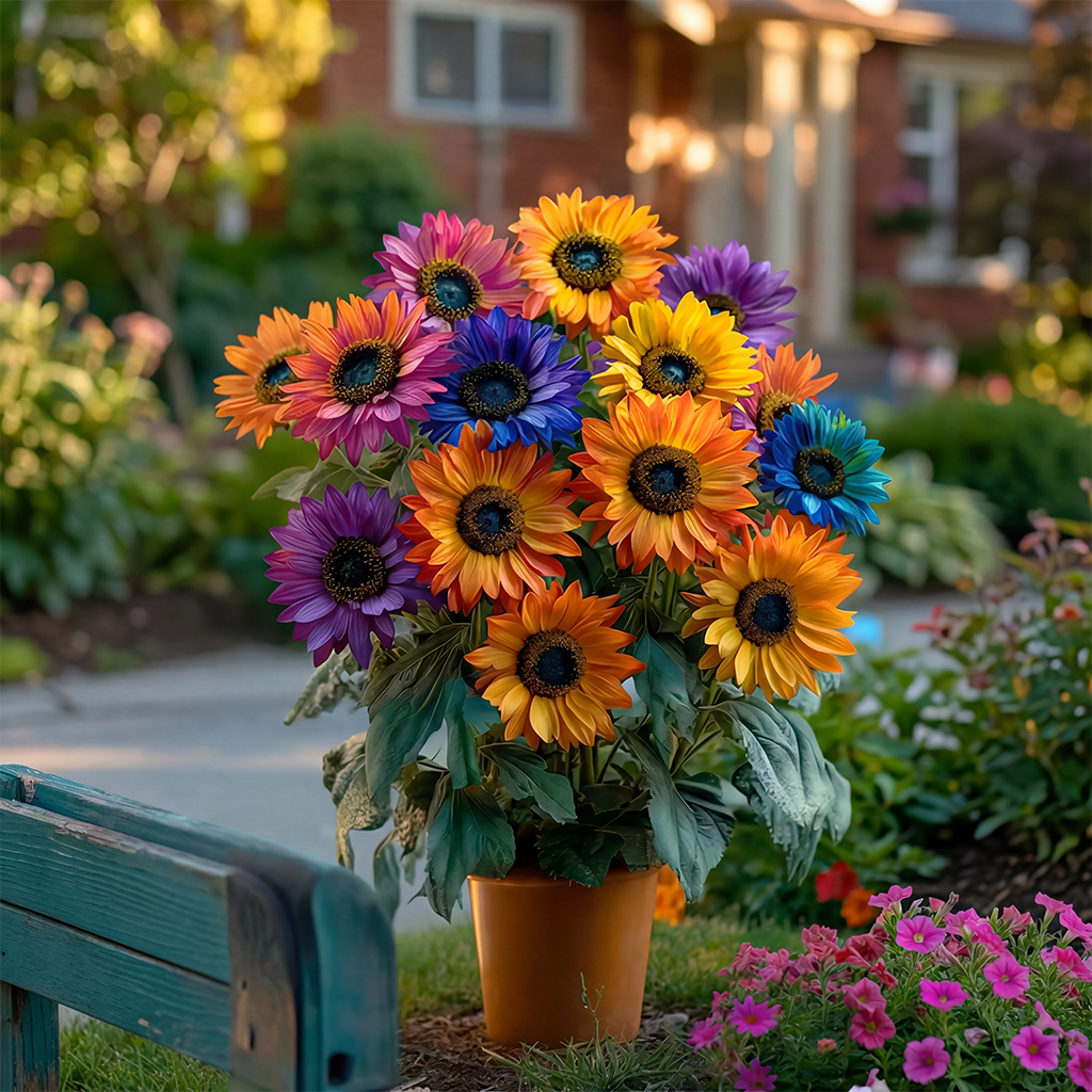 🌈✨Rainbow Sunflower🎨Oil Painting Garden