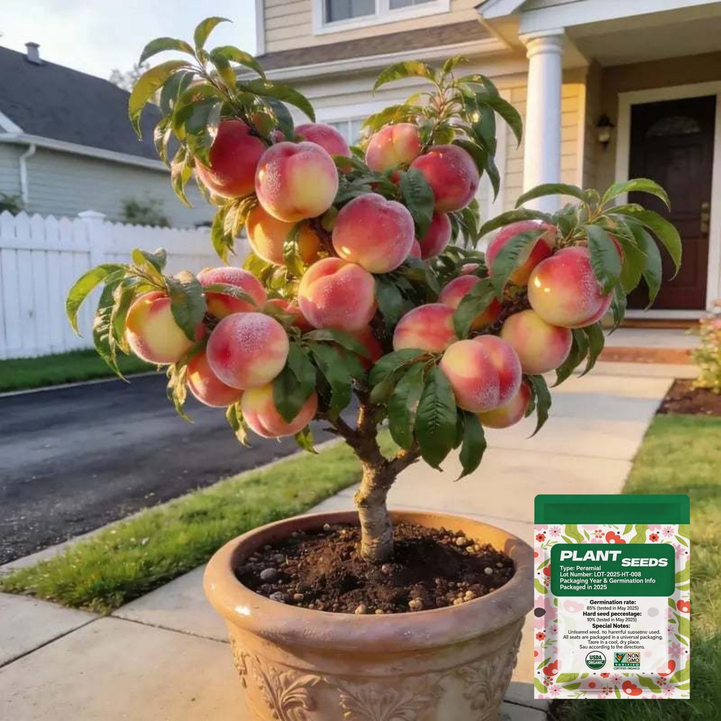 🔥 65K+ SOLD! 😋🍑 Heirloom "Honey Red" Dwarf Peach Tree Live Seeds