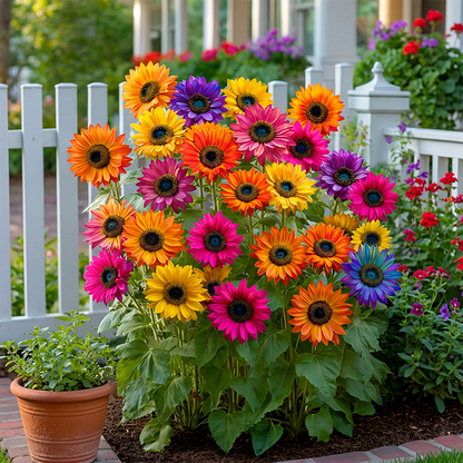 🌈✨Rainbow Sunflower🎨Oil Painting Garden