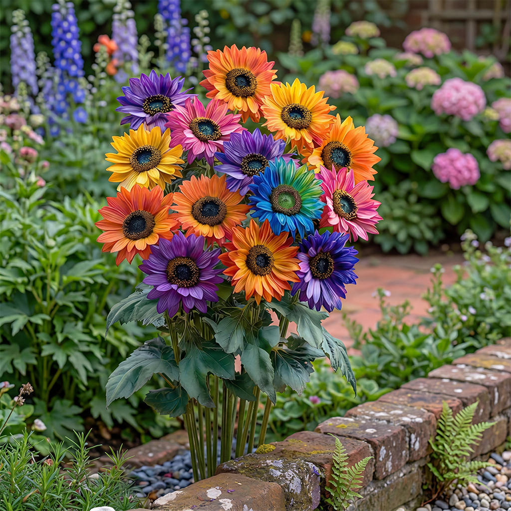 🌈✨Rainbow Sunflower🎨Oil Painting Garden