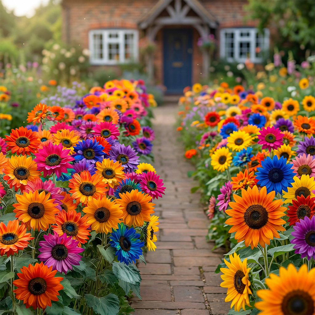 🌈✨Rainbow Sunflower🎨Oil Painting Garden