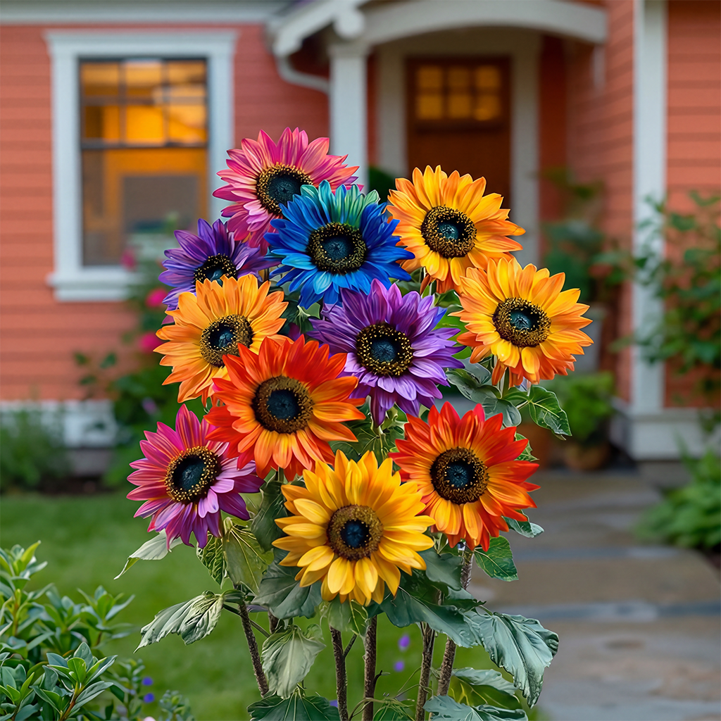 🌈✨Rainbow Sunflower🎨Oil Painting Garden