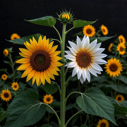 Dual Bloom Magic: Twin Sunflowers on One Stem Seeds