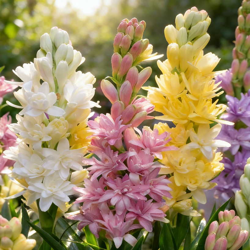 Double perfume tuberose flowers in mixed colors