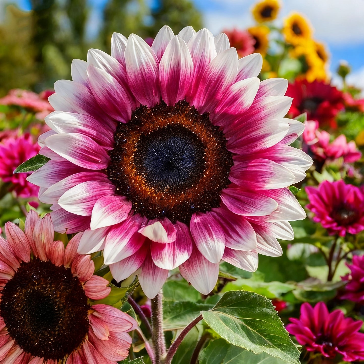 🌌🔥 Midnight Blaze Sunflower Seeds🪴– The Rarest Sunflower You’ll Ever Grow! 🌻
