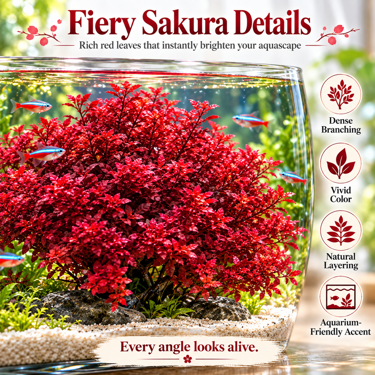 🌸 Crimson Sakura Aquatic Tree – Create a Fiery Underwater Mini Forest 🌲