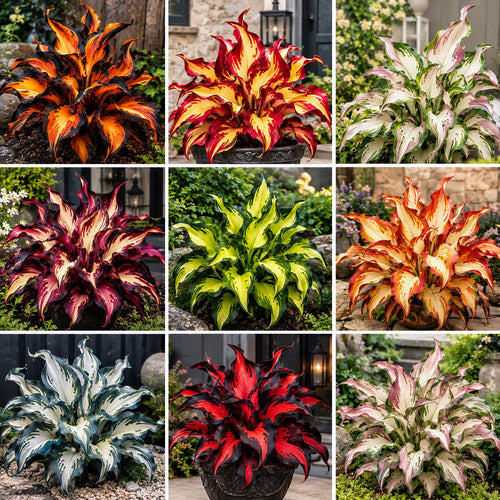 🔥 Rare Fireburst Hosta Bulbs – Eye-Catching Flame-Like Multicolor Foliage