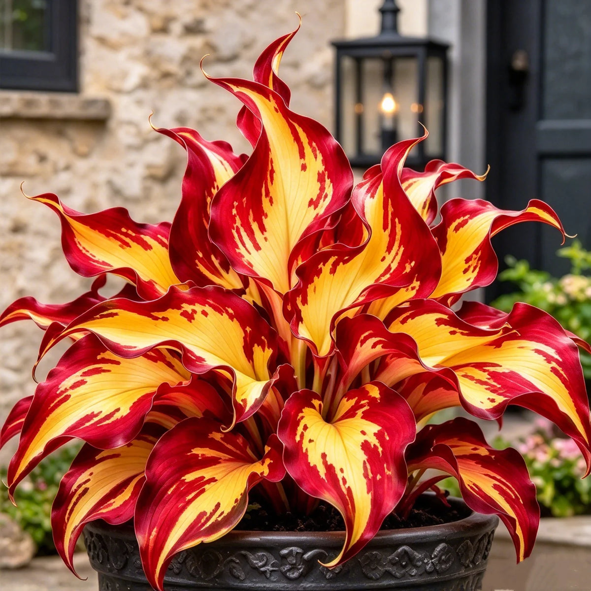 🔥 Rare Fireburst Hosta Bulbs – Eye-Catching Flame-Like Multicolor Foliage