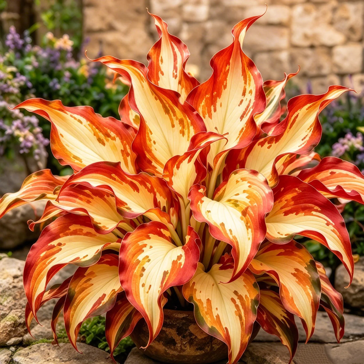 🔥 Rare Fireburst Hosta Bulbs – Eye-Catching Flame-Like Multicolor Foliage