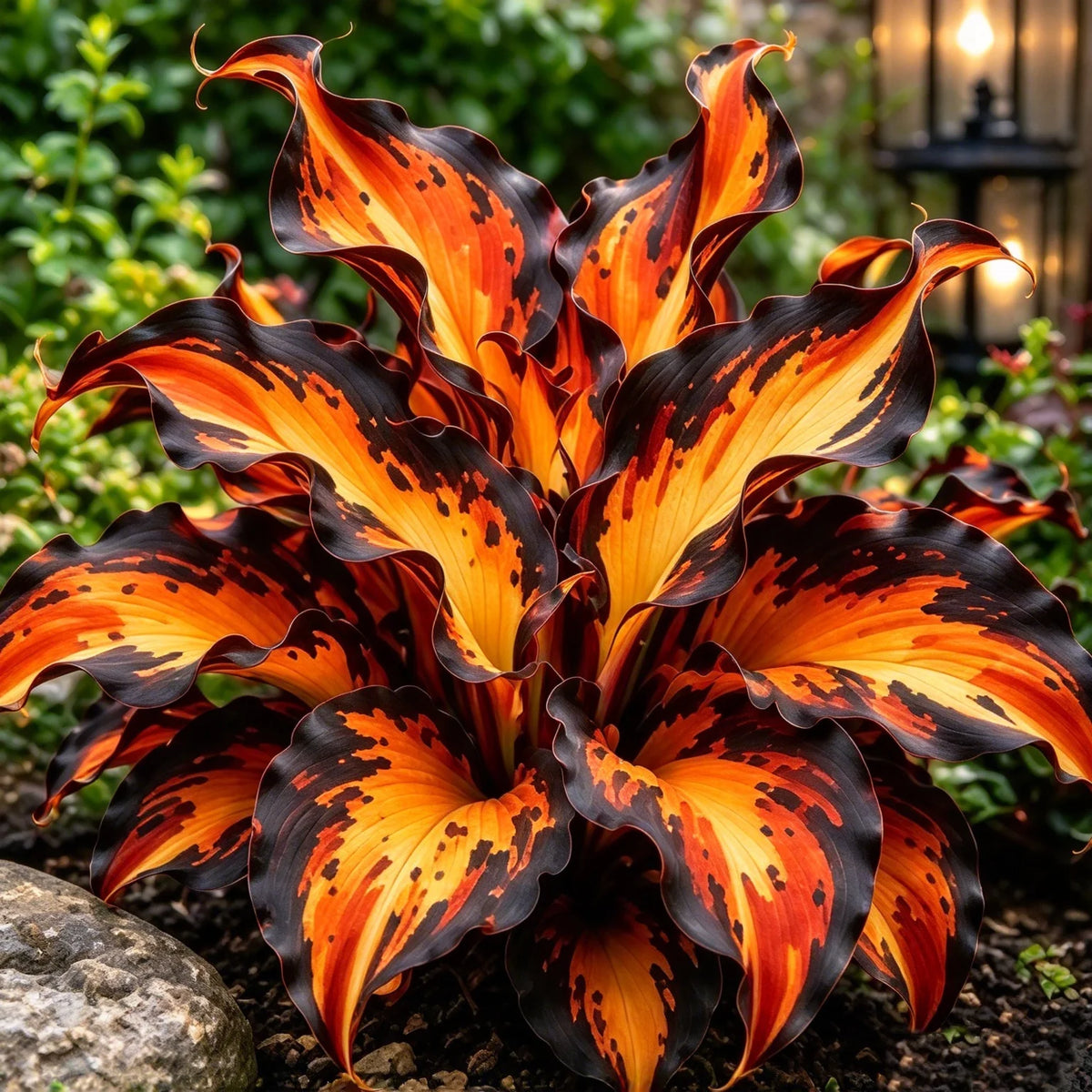 🔥 Rare Fireburst Hosta Bulbs – Eye-Catching Flame-Like Multicolor Foliage