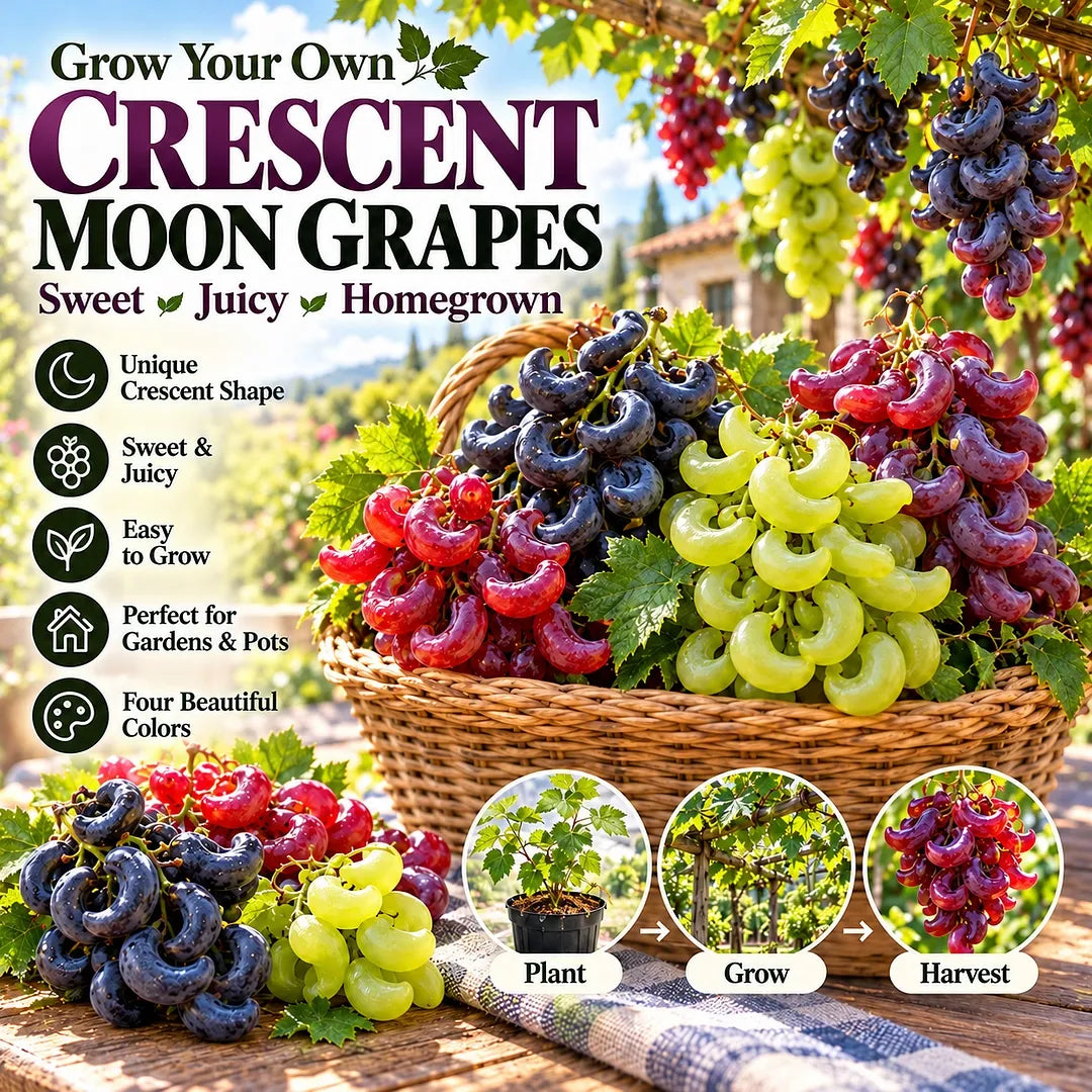 Supplier promotional illustration showing curved grapes in a garden basket