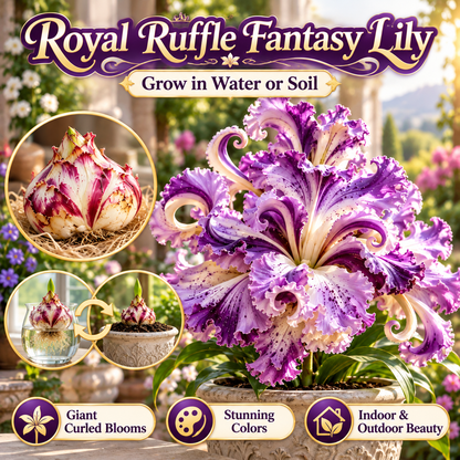 🌸 Royal Ruffle Fantasy Lily Bulbs – Grow in Water or Soil, Giant Ruffled Blooms