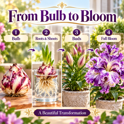 🌸 Royal Ruffle Fantasy Lily Bulbs – Grow in Water or Soil, Giant Ruffled Blooms