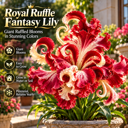 🌸 Royal Ruffle Fantasy Lily Bulbs – Grow in Water or Soil, Giant Ruffled Blooms
