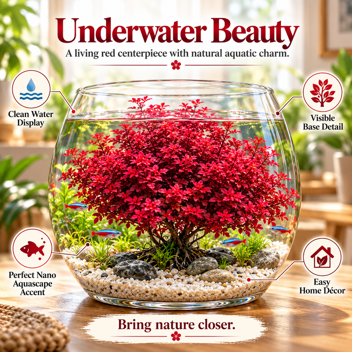 🌸 Crimson Sakura Aquatic Tree – Create a Fiery Underwater Mini Forest 🌲