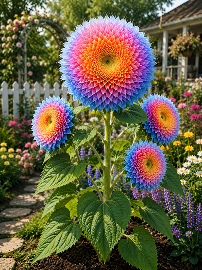 🌈 Rainbow Pompon Sunflower Seeds – Grow the Most Magical Sunflowers in Your Garden! 🌻✨