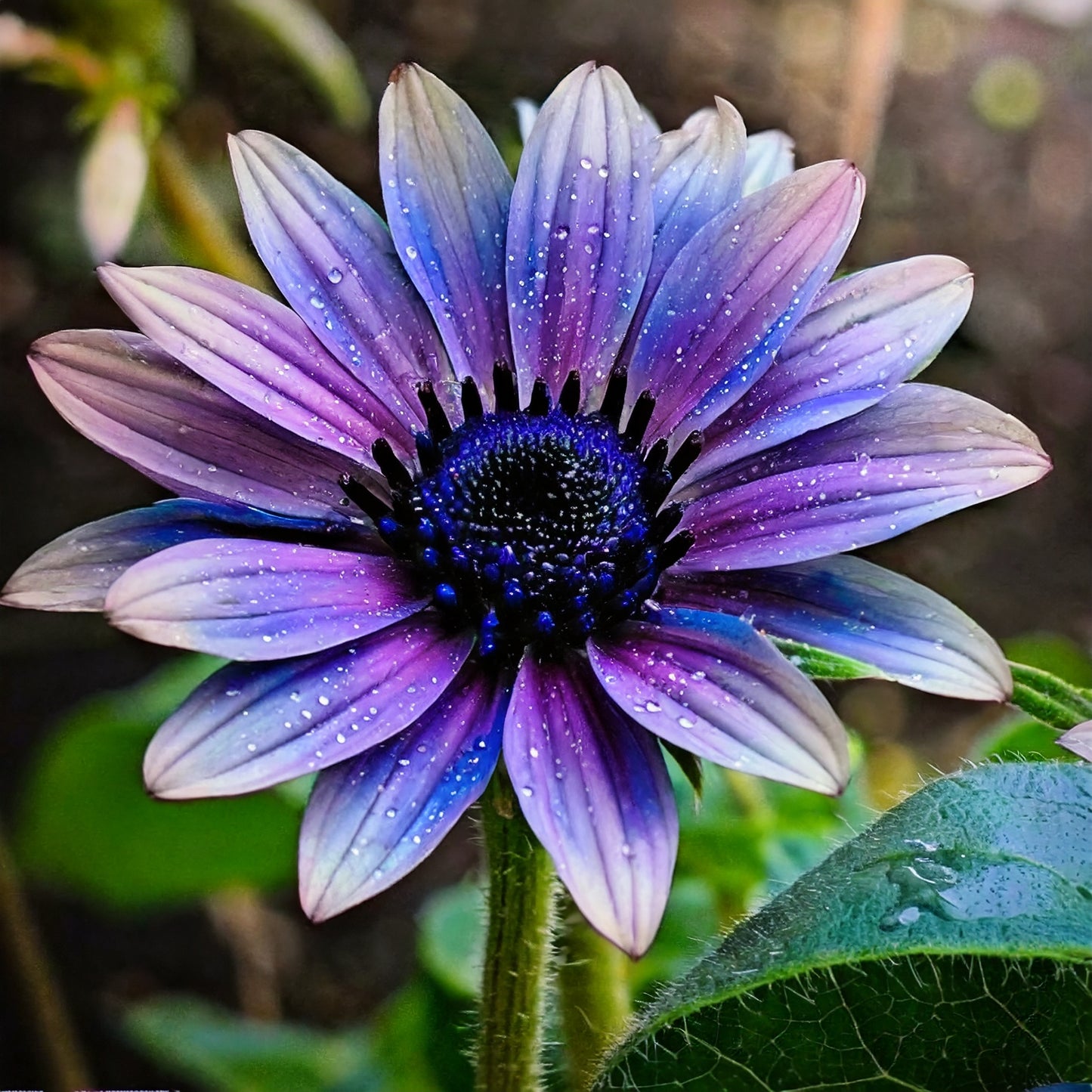 Blue to Purple Ombre Sunflower