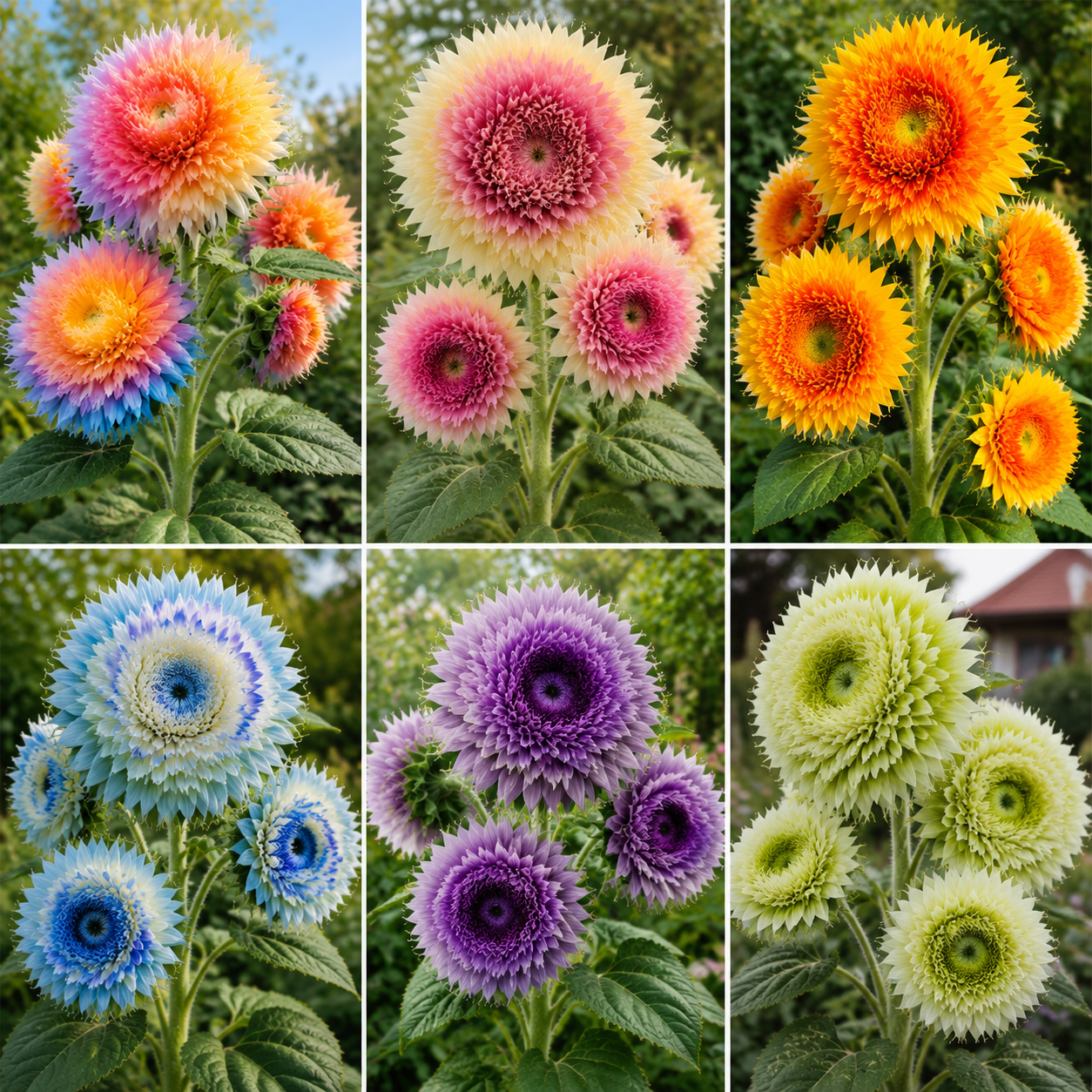 🌈 Rainbow Pompon Sunflower Seeds – Grow the Most Magical Sunflowers in Your Garden! 🌻✨