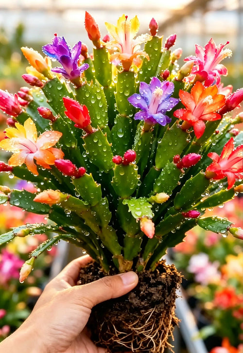 🦀Mix Colors Schlumbergera Bulbs– Easy-Care Blooms in Every Shade, Even in Winter ❄️🌈